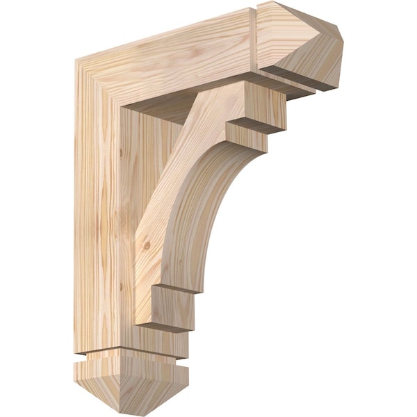 Ekena Millwork Merced Arts and Crafts Smooth Bracket w/ Offset Brace, Douglas Fir, 5 1/2"W x 16"D x 20"H BKT0604X16X20MRC03SDF - main